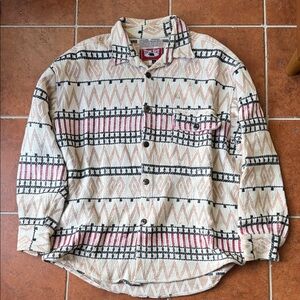 Sundance True Grit Beige Black and Red Patterned Shirt Jacket